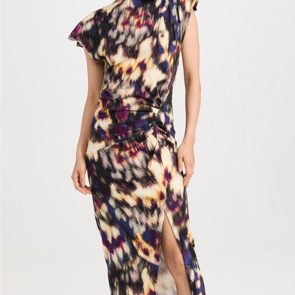 Brand New - MARANT ÉTOILE: Nadela asymmetric gathered cotton midi dress - Picture 2 of 7